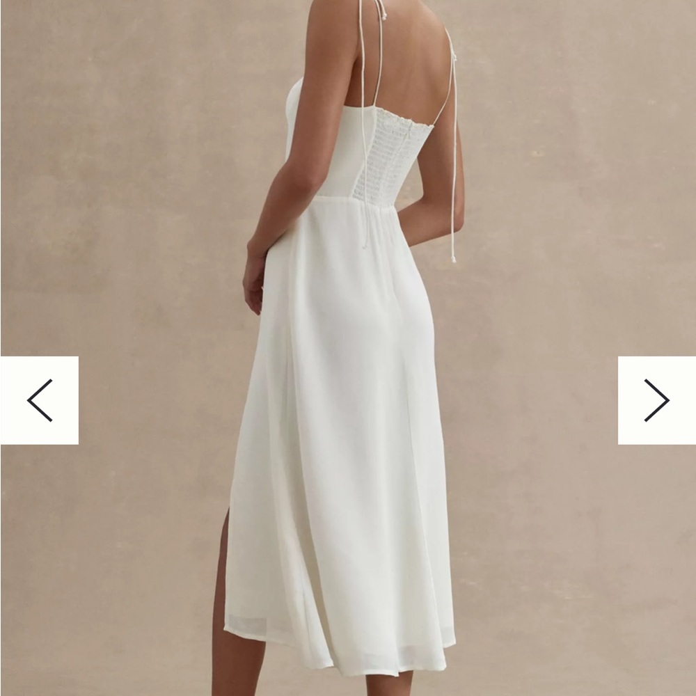 Reformation White Midi Slip Dress with Side Slit - Picture 5 of 8
